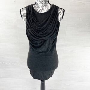 McQ Alexander McQueen Ruched Cowlneck Sleeveless Tunic Top